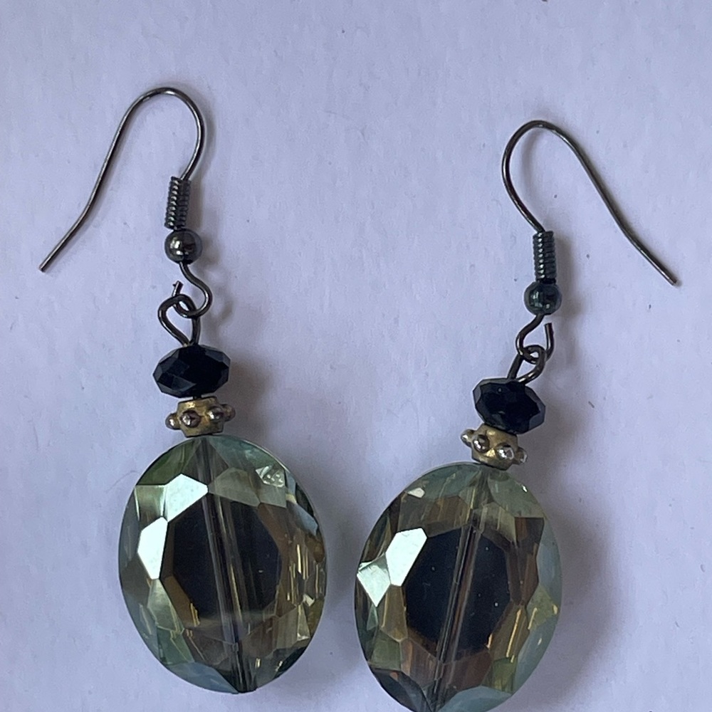 Vintage Dangle Earrings with Faceted Teardrop Faux Citrine Stones🌿